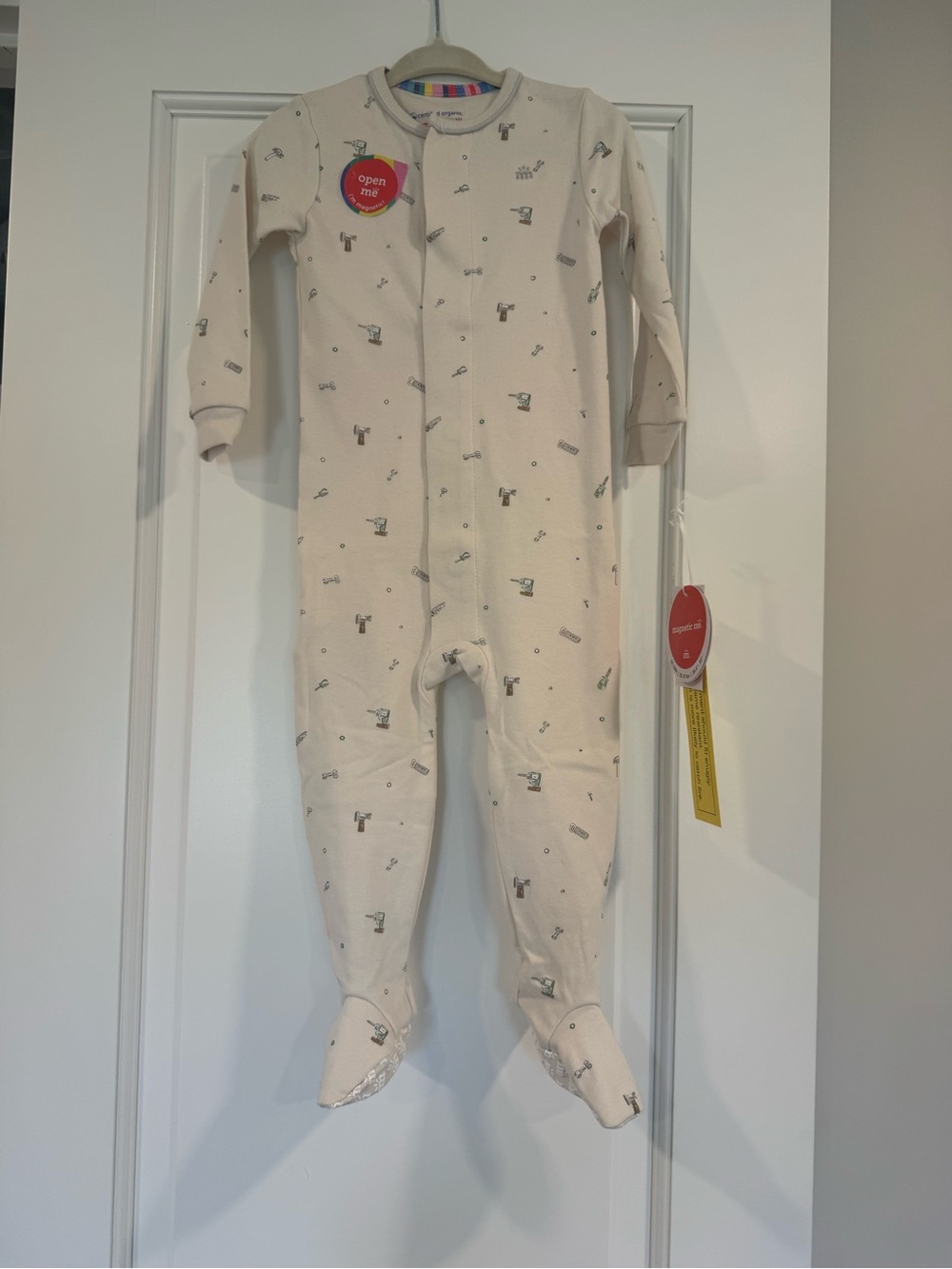 Organic Cream Footed One-Piece for Kids - Neutral Print